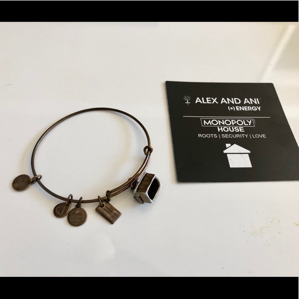 Alex and Ani Monopoly house gold tone bangle